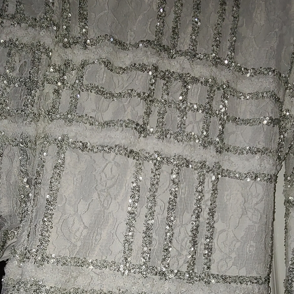 White sequin lace mini dress - Picture 2 of 2